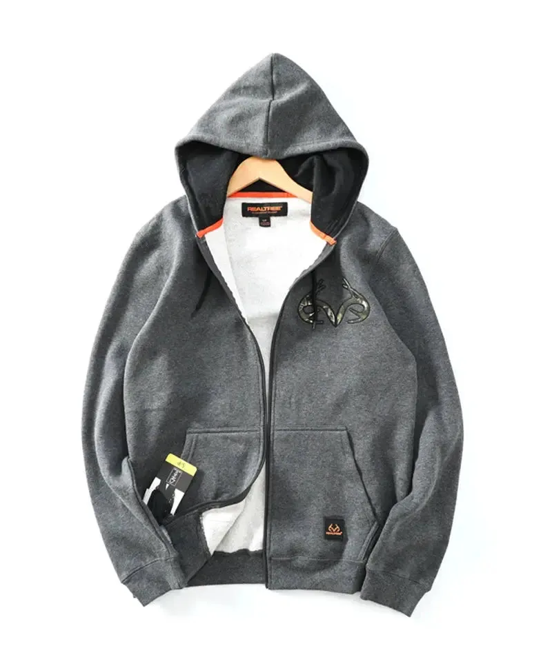 Men Hunting Sweater Camouflage Men Full-Zip Hooded Fleece Sweatshirt Hunting Jackets Hunting Sweatershirt Breathable Quick Dry