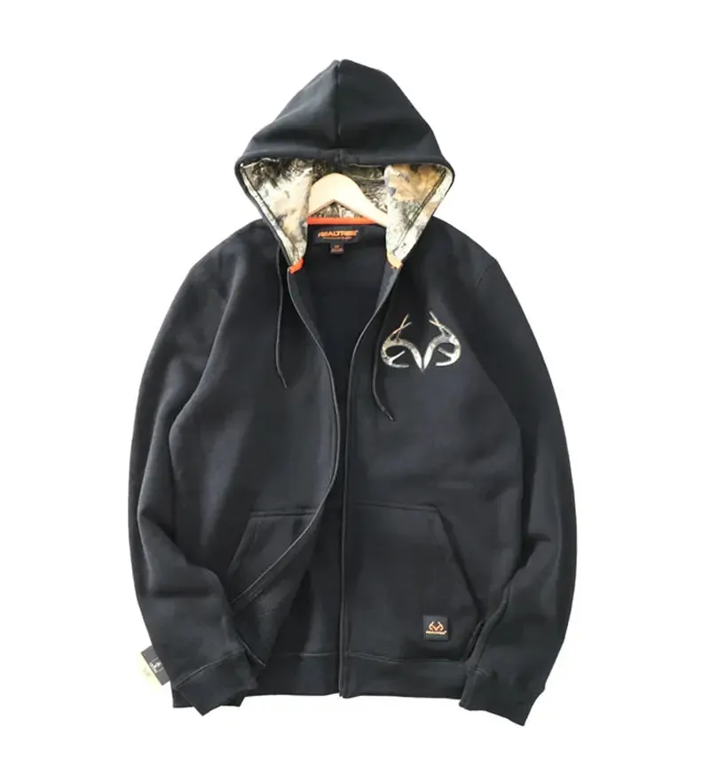 Men Hunting Sweater Camouflage Men Full-Zip Hooded Fleece Sweatshirt Hunting Jackets Hunting Sweatershirt Breathable Quick Dry