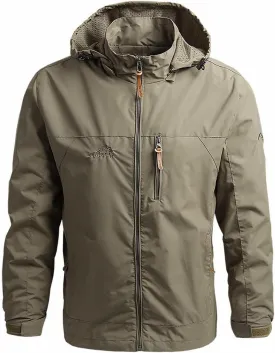 Mens Lightweight Waterproof Jacket Mountain Sport Jacket with Hooded Loose Fit Hiking Windbreaker Raincoat