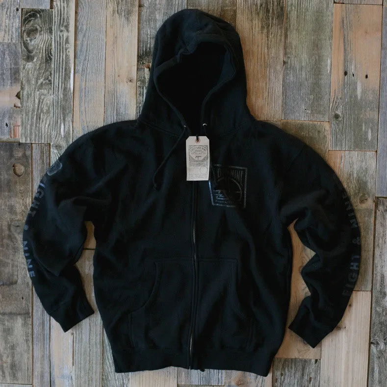 MFG Wax Stamp Zip Up Sweatshirt Black