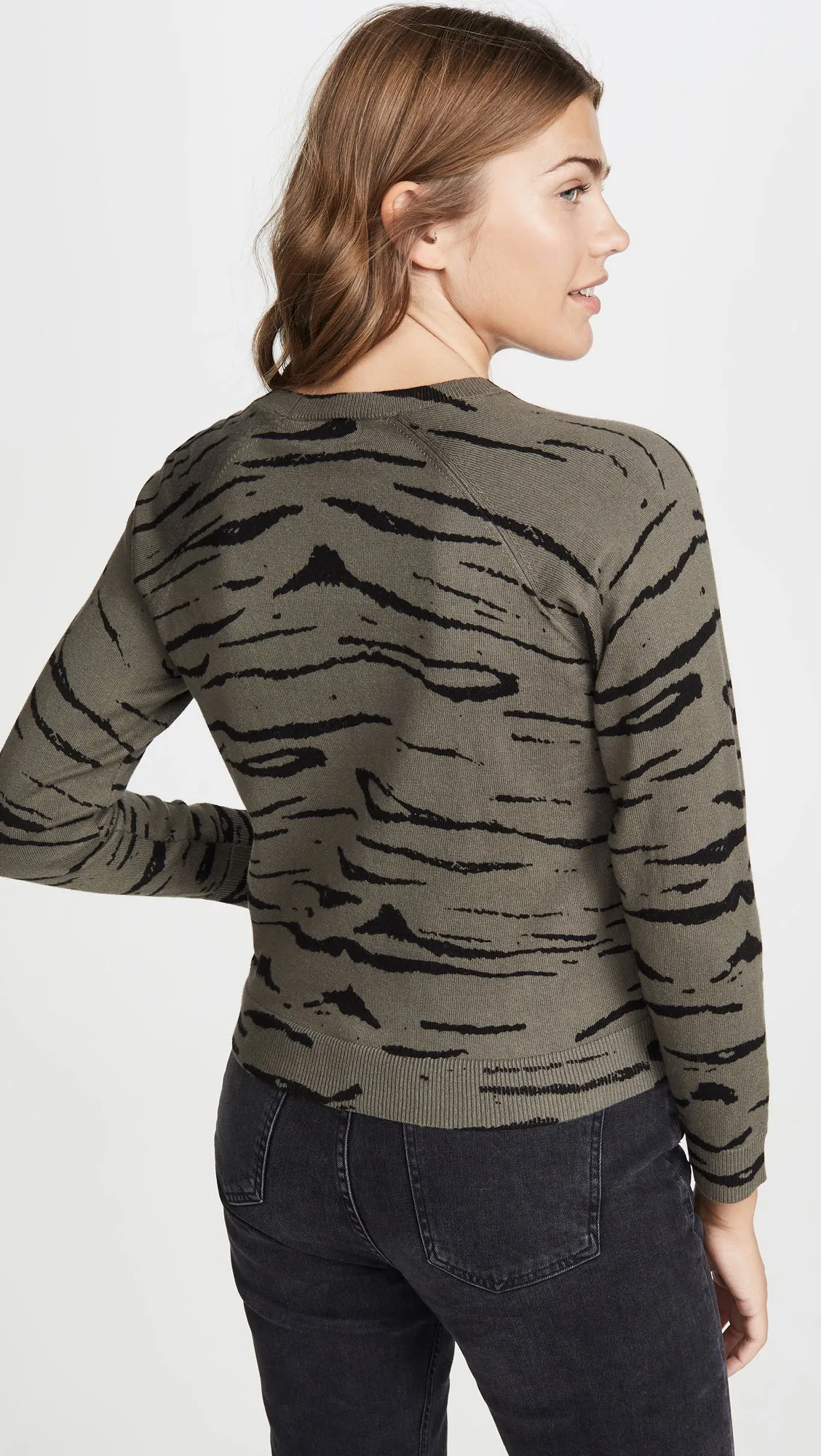 MONROW Cashmere Tiger Vintage Raglan Sweater Falcon