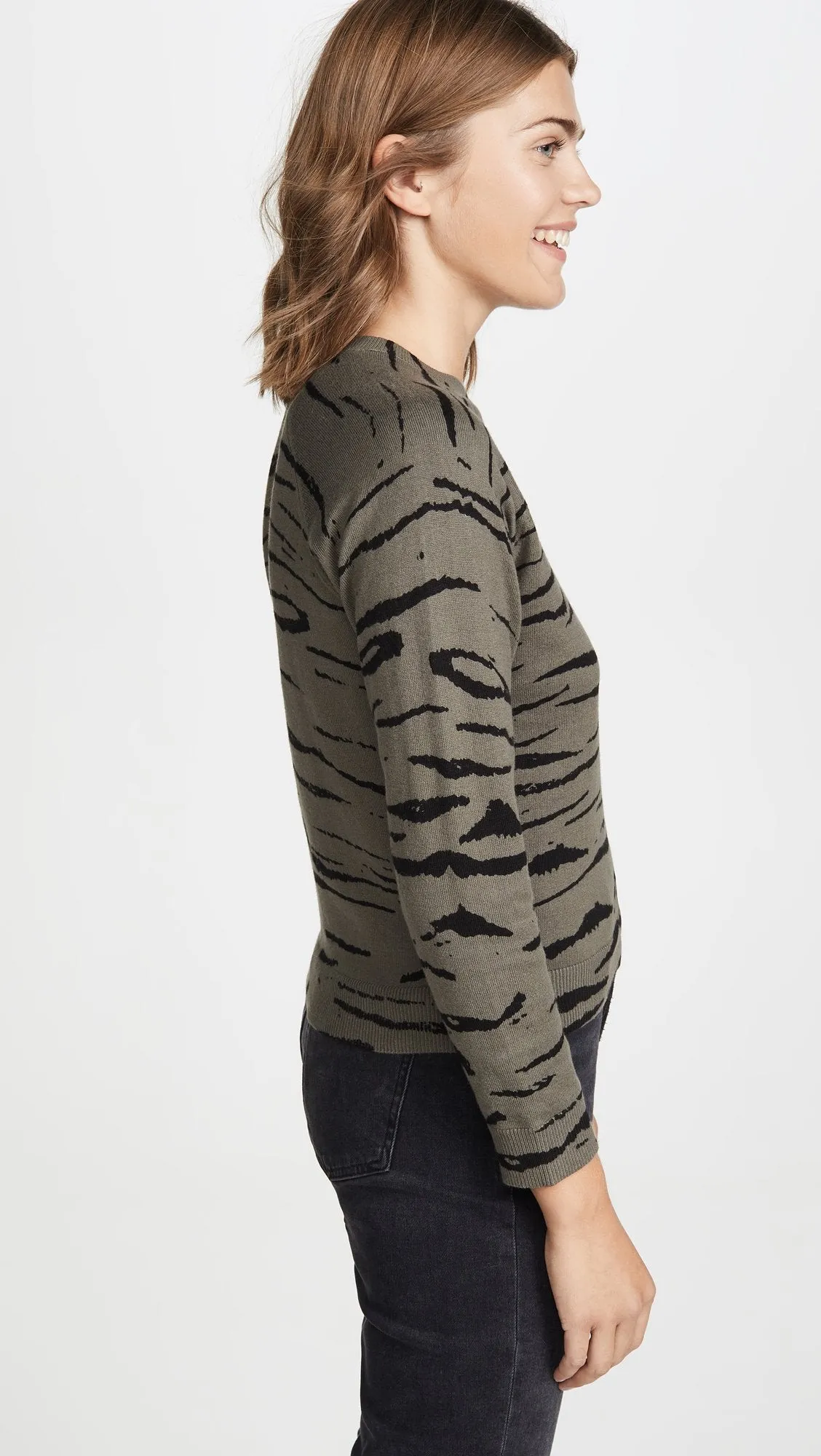 MONROW Cashmere Tiger Vintage Raglan Sweater Falcon