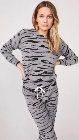 MONROW Cashmere Tiger Vintage Raglan Sweater Heather Grey