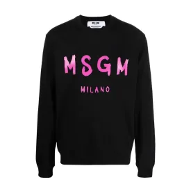 MSGM Black Print Logo Sweatshirt