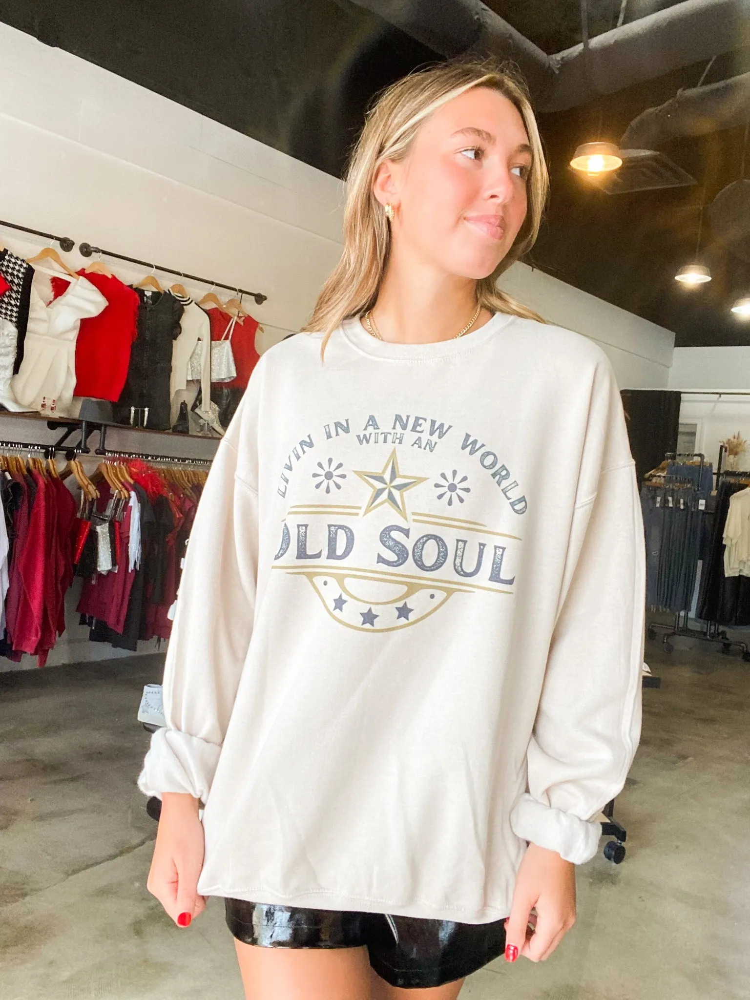 Old Soul Graphic Sweatshirt - Sand