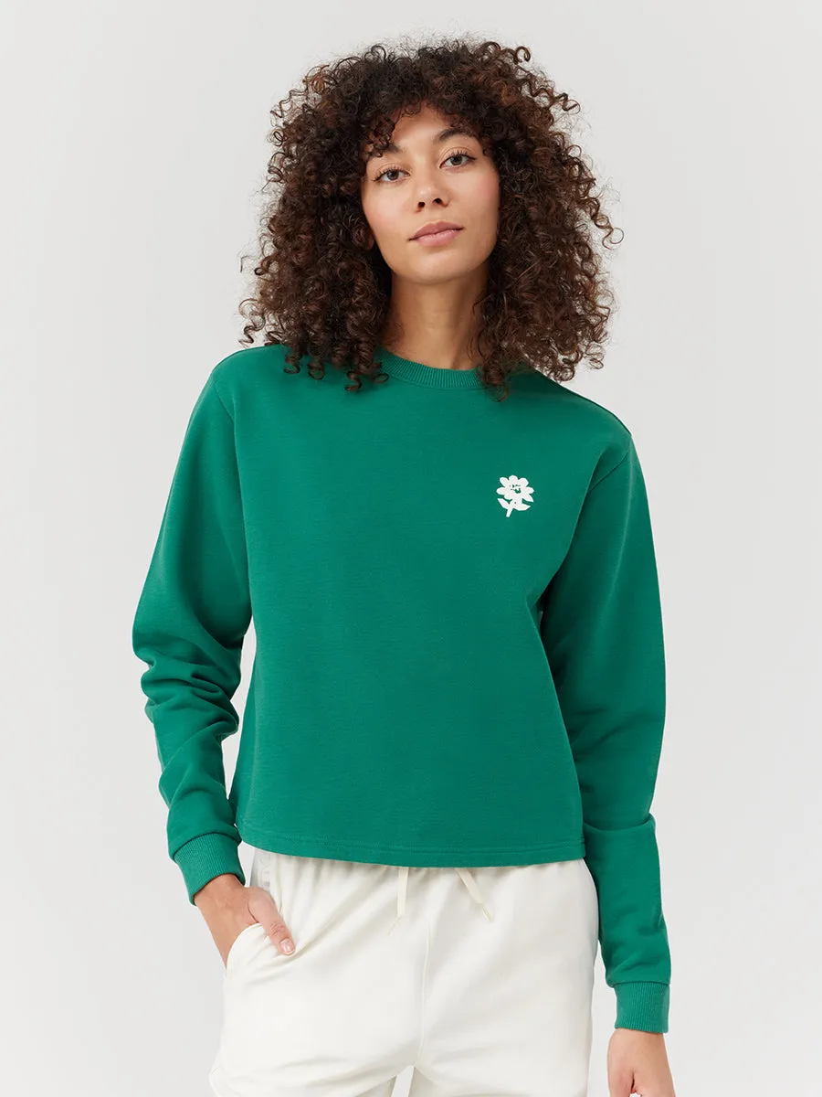 Picking Flowers Graphic Cotton Terry Cropped Sweatshirt