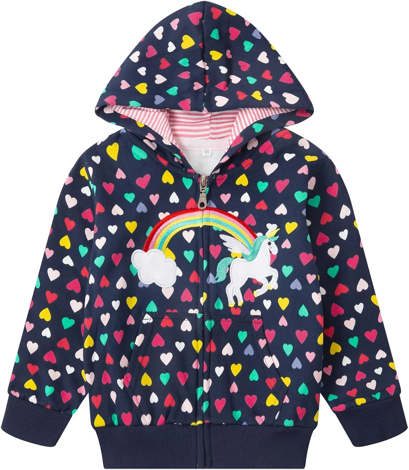 Popshion Toddler Girls Fleece Jackets Cotton Unicorn Hoodie Sweatshirt Fall Winter Zipper Coat Warm Hooded Sweater 2t-7t