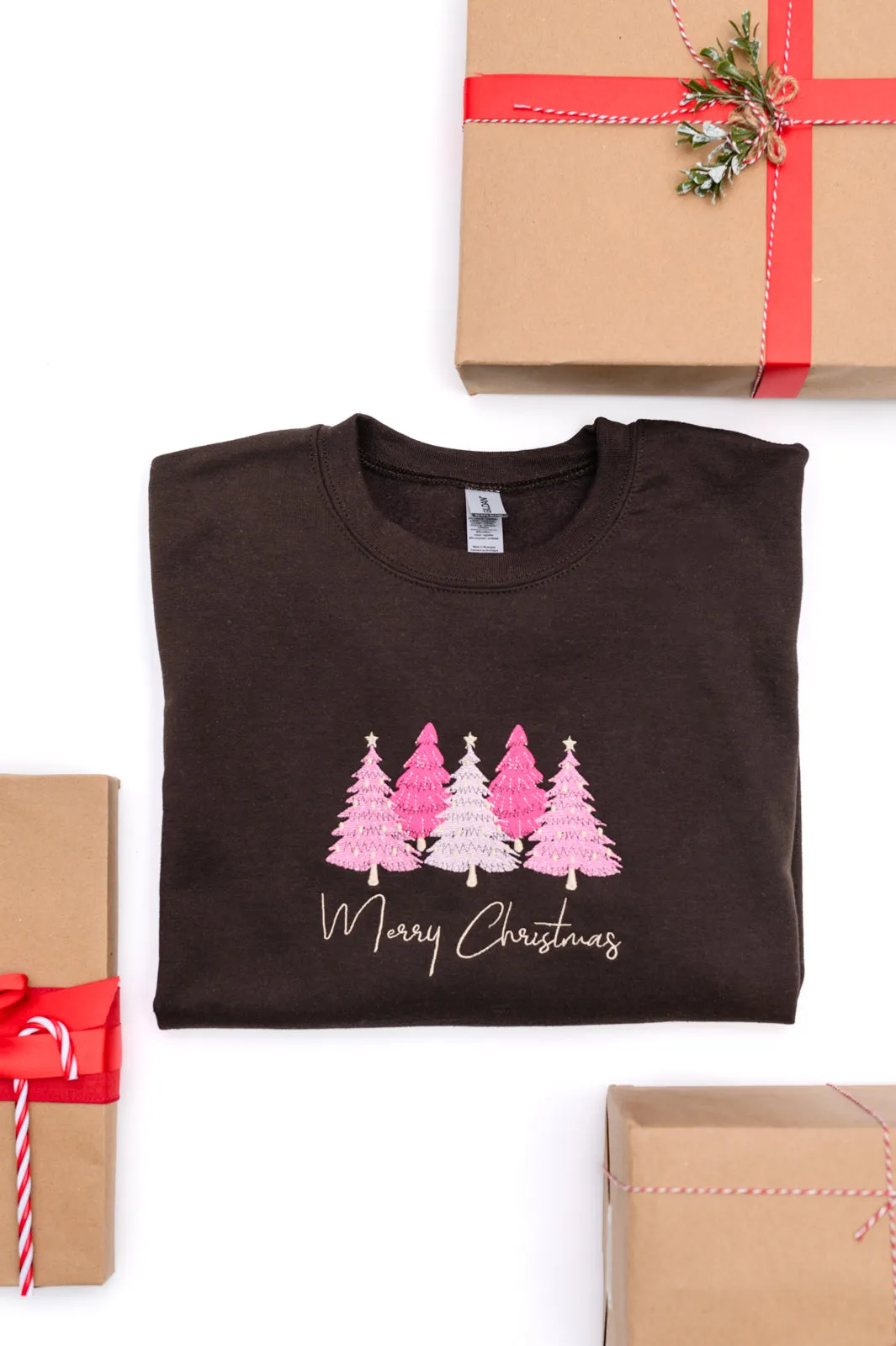 PREORDER: Merry Trees Embroidered Sweatshirt (Ships in 2-3 Weeks)