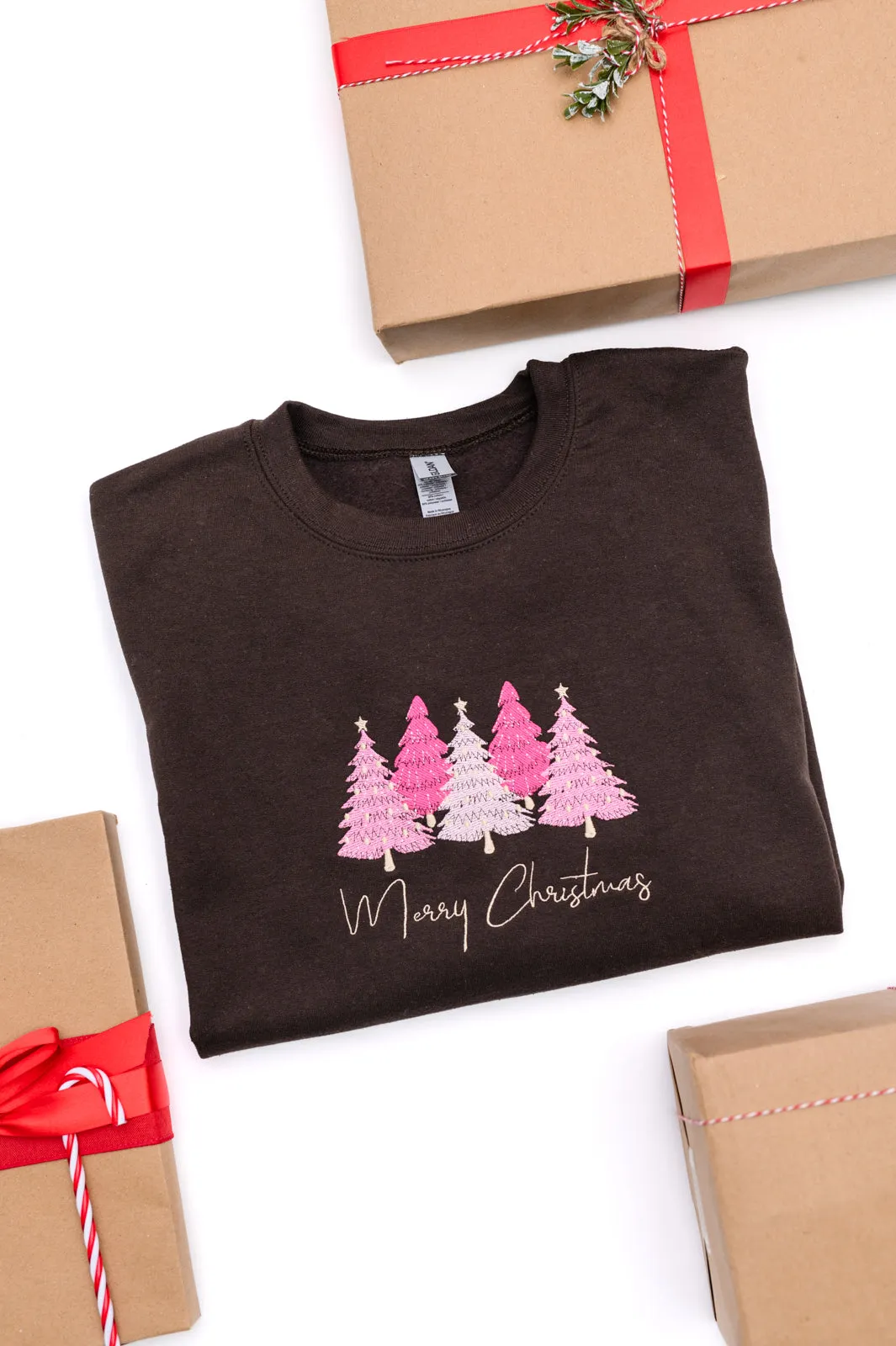 PREORDER: Merry Trees Embroidered Sweatshirt (Ships in 2-3 Weeks)