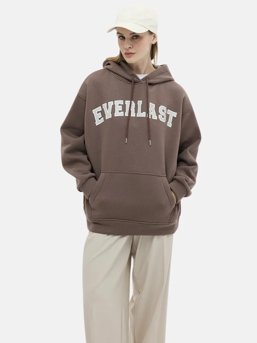 Printed Oversized Hooded Sweatshirt Brown