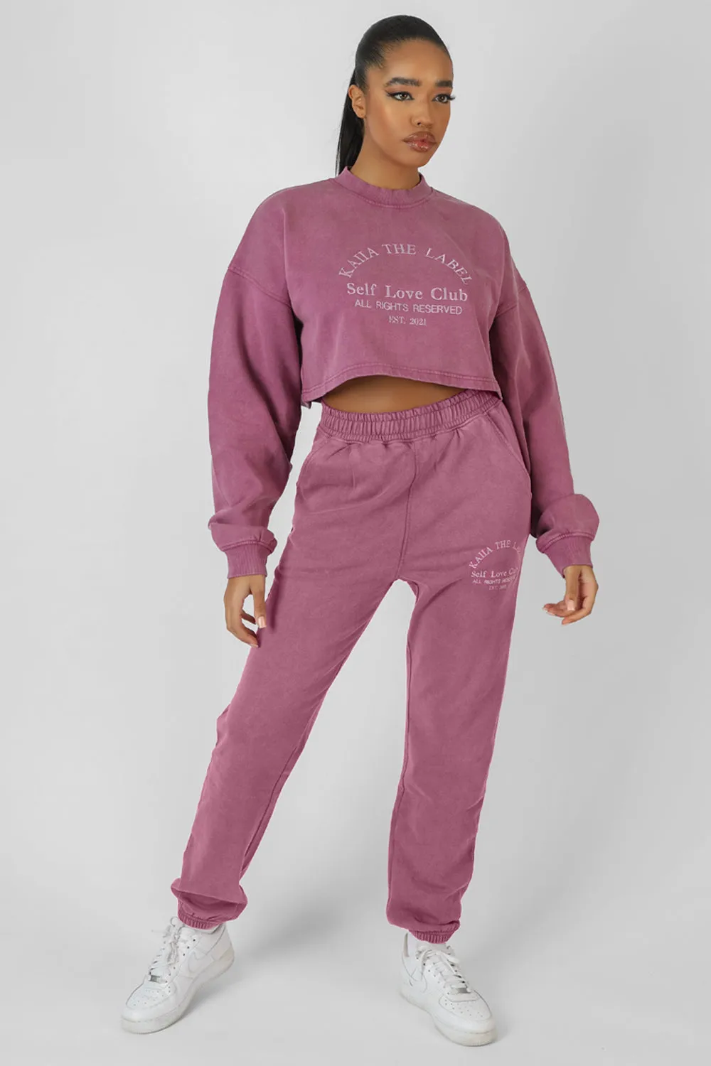 Self Love Club Cropped Sweatshirt Purple