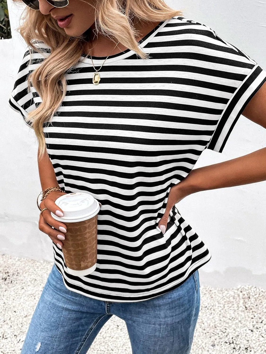 SweatyRocks Women's V-Cut Criss Cross Back Short Sleeve Tee Shirts Casual Summer Crew Neck Backless Tops
