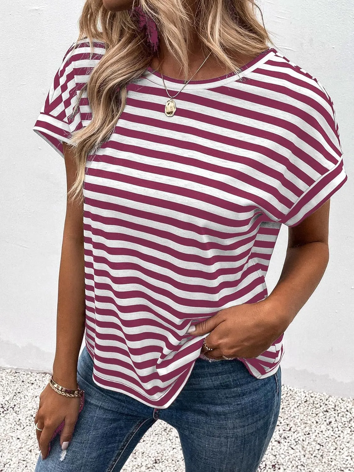 SweatyRocks Women's V-Cut Criss Cross Back Short Sleeve Tee Shirts Casual Summer Crew Neck Backless Tops
