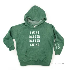 Swing Batter Batter Swing - Baseball Detail on Sleeve - CHILD HOODIE