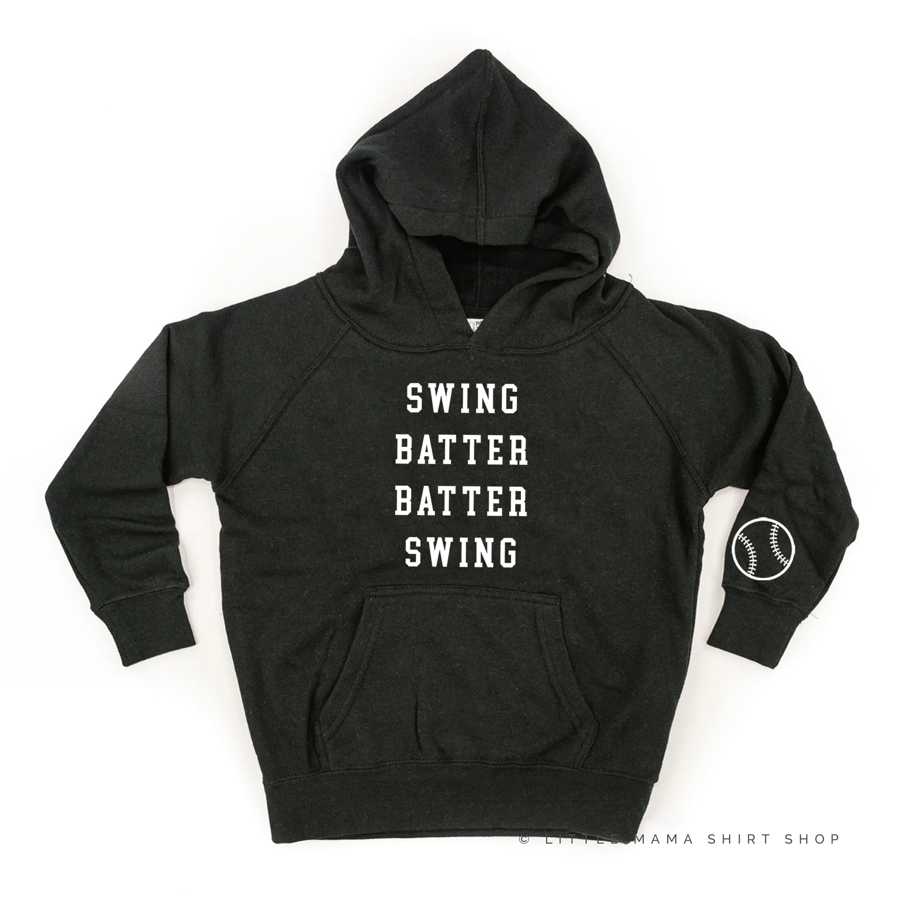 Swing Batter Batter Swing - Baseball Detail on Sleeve - CHILD HOODIE