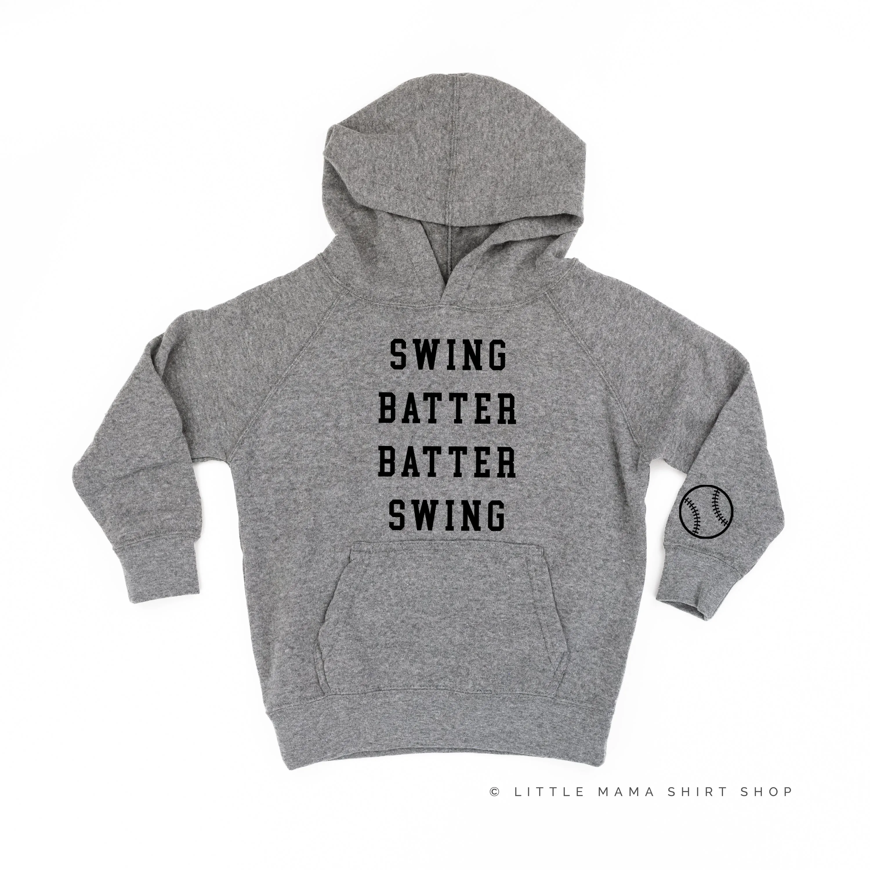 Swing Batter Batter Swing - Baseball Detail on Sleeve - CHILD HOODIE