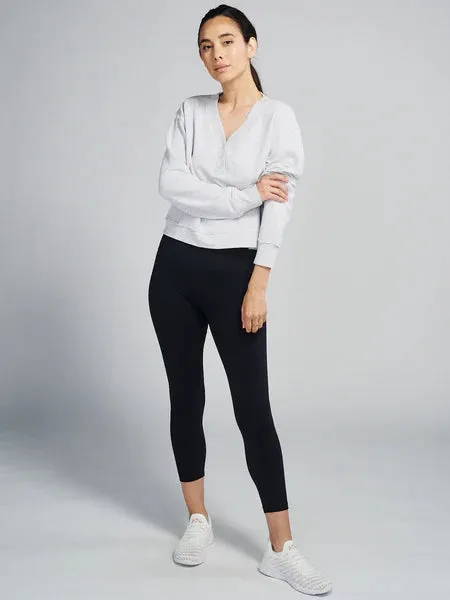 tasc Performance Women's Varsity Henley Sweatshirt in Light Heather Gray