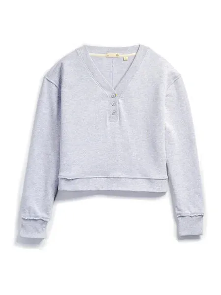 tasc Performance Women's Varsity Henley Sweatshirt in Light Heather Gray