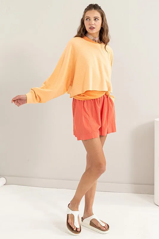 TEEK - Orange Laid Back Crop Sweatshirt