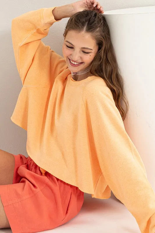 TEEK - Orange Laid Back Crop Sweatshirt