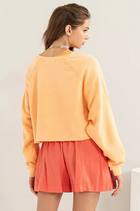 TEEK - Orange Laid Back Crop Sweatshirt