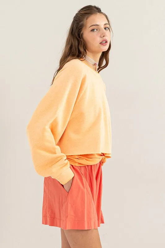 TEEK - Orange Laid Back Crop Sweatshirt