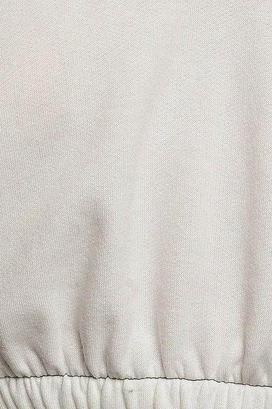 TEEK - White Long Sleeve Elastic Waist Top