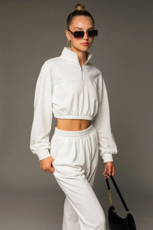 TEEK - White Long Sleeve Elastic Waist Top