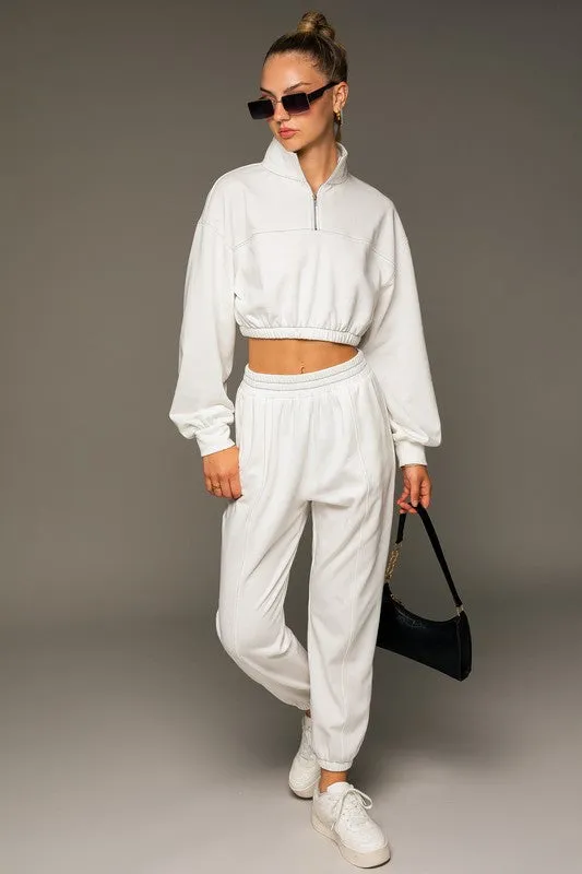 TEEK - White Long Sleeve Elastic Waist Top