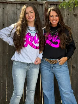 Texas True Threads Love in Metallic Pink Puff Sweatshirt