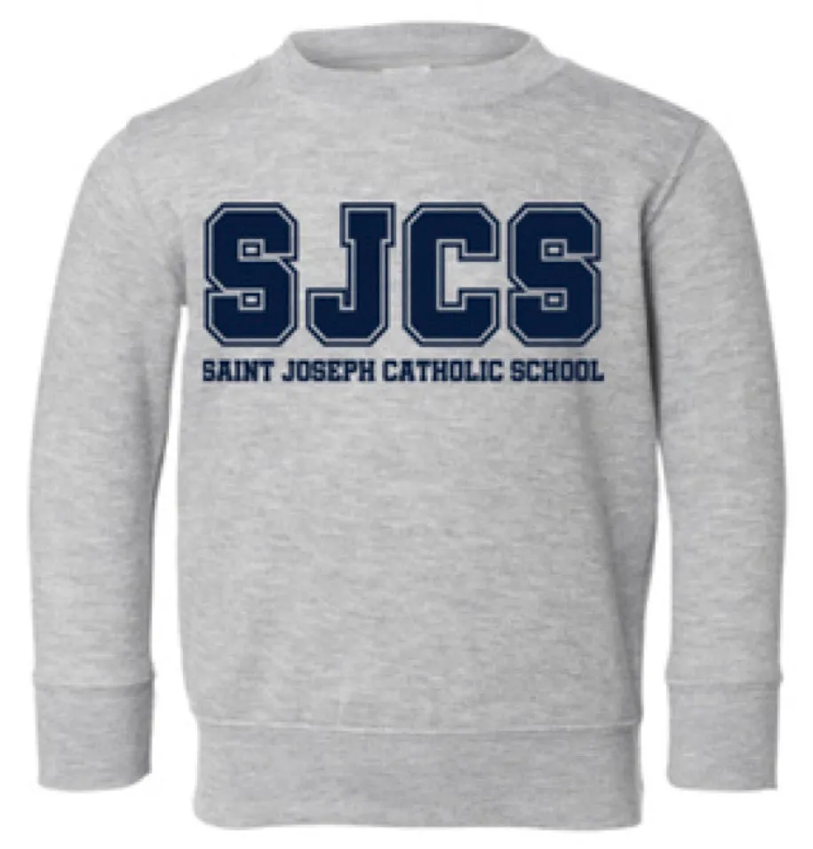 Toddler Heather Grey SJCS Block Logo Crewneck Sweatshirt