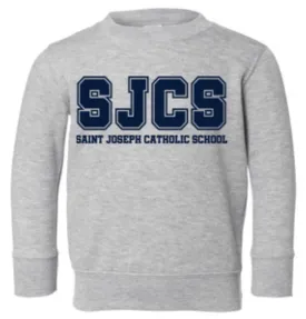 Toddler Heather Grey SJCS Block Logo Crewneck Sweatshirt