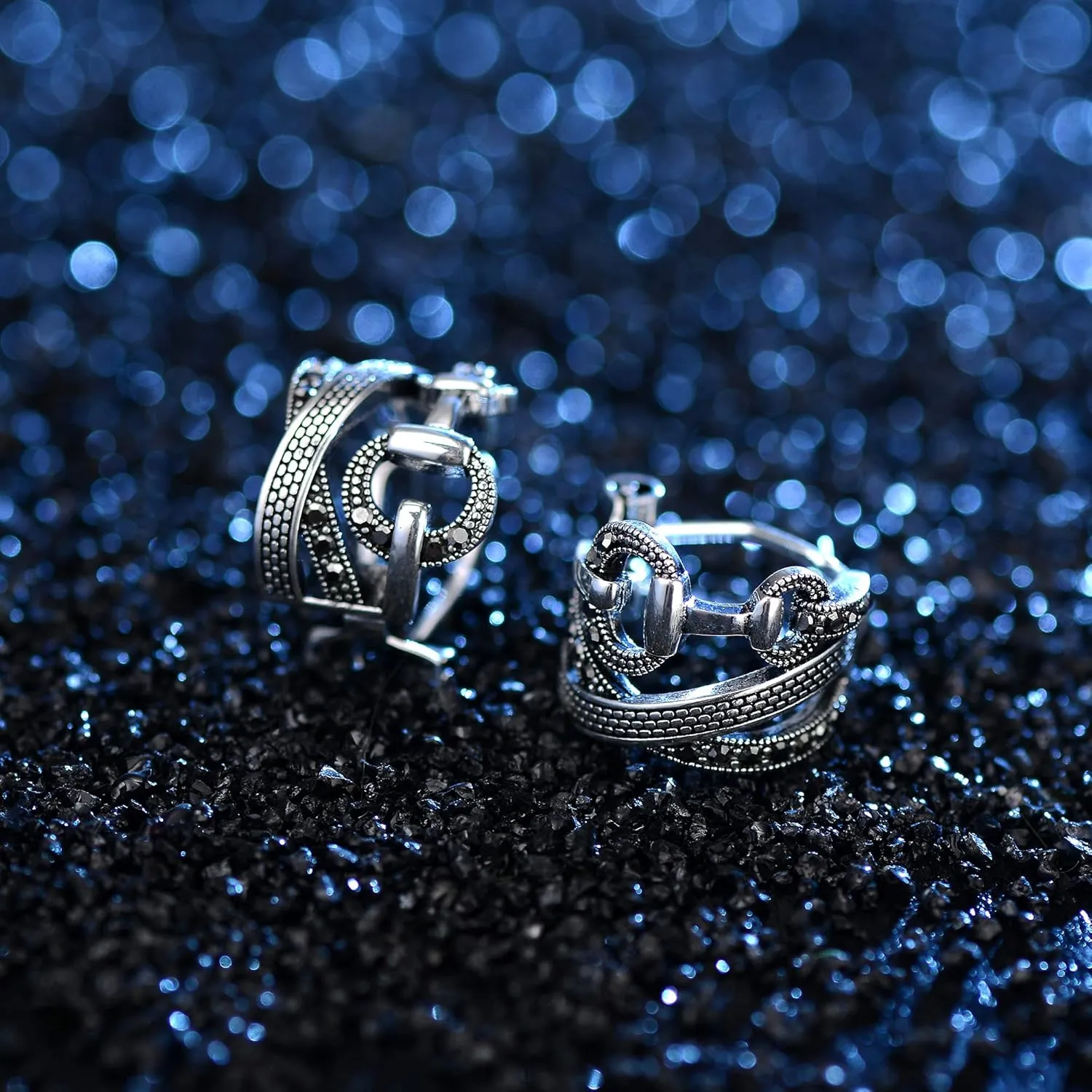 Two Tone Earrings for Women Gold and Silver Crossover Half Hoop Statement Earring Designer Stud Earrings