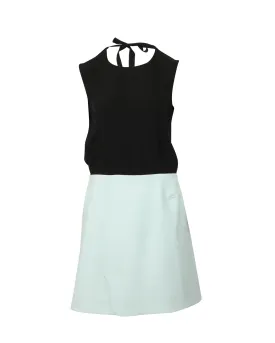 Two-Tone Open-Back Silk Dress for Formal Events