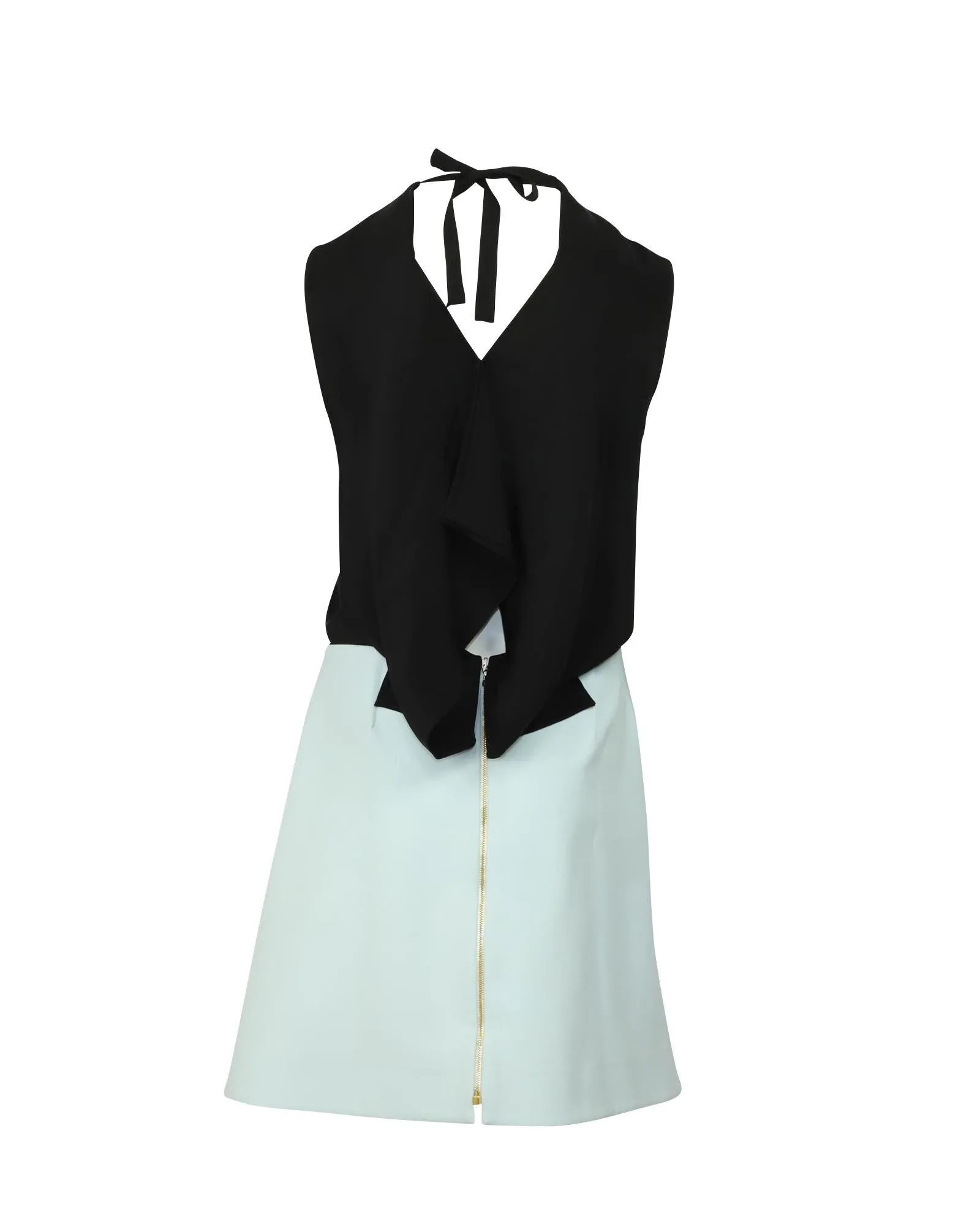Two-Tone Open-Back Silk Dress for Formal Events