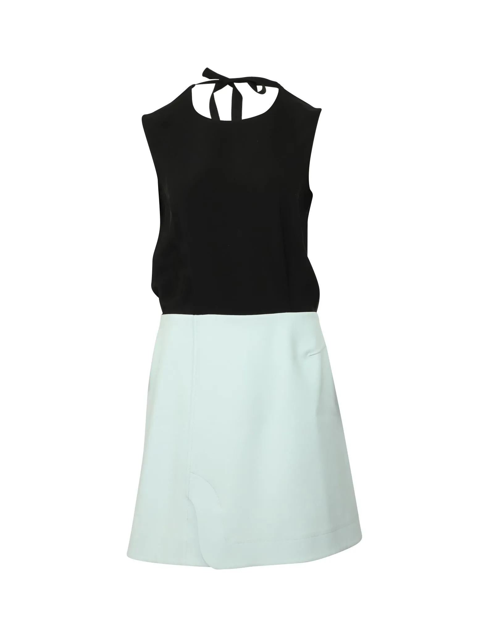 Two-Tone Open-Back Silk Dress for Formal Events
