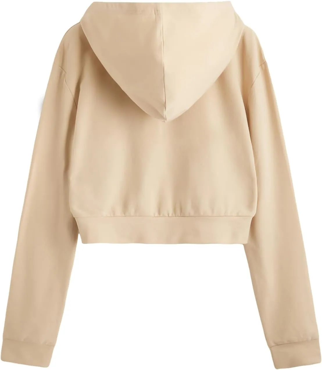 Verdusa Women's Zip Up Outerwear Long Sleeve Crop Top Hooded Sweatshirt