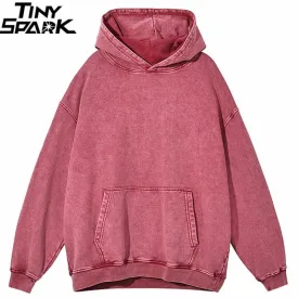 Vintage Washed Hoodie Sweatshirt - Men's Streetwear Harajuku Hooded Pullover