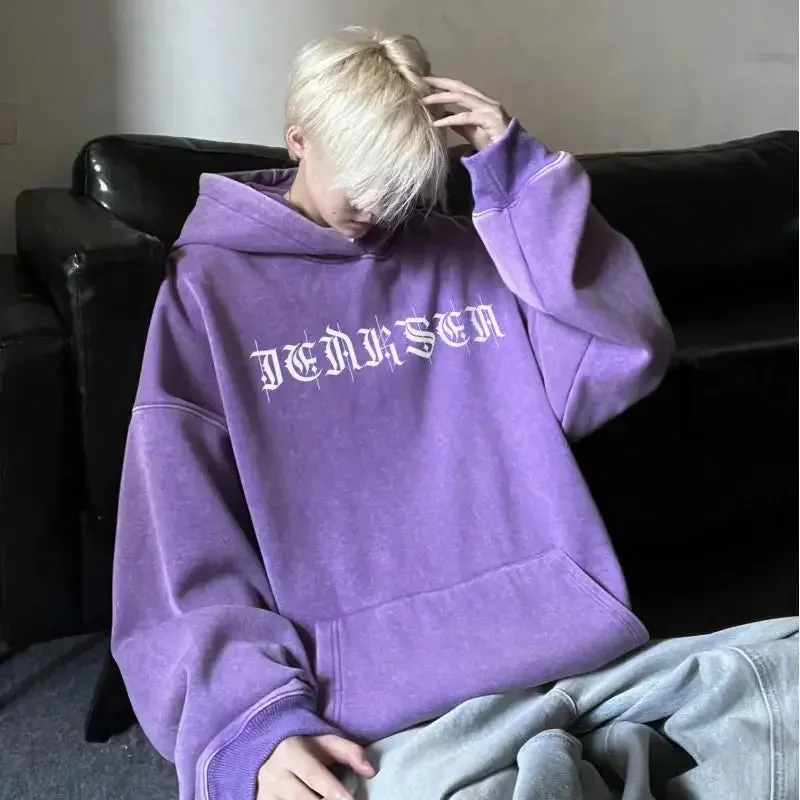 Wiaofellas  - Gothic Wing Graphic Printed Hoodie Oversized Baggy Men Hooded Sweatshirt Hip Hop Streetwear New Male Hoodies