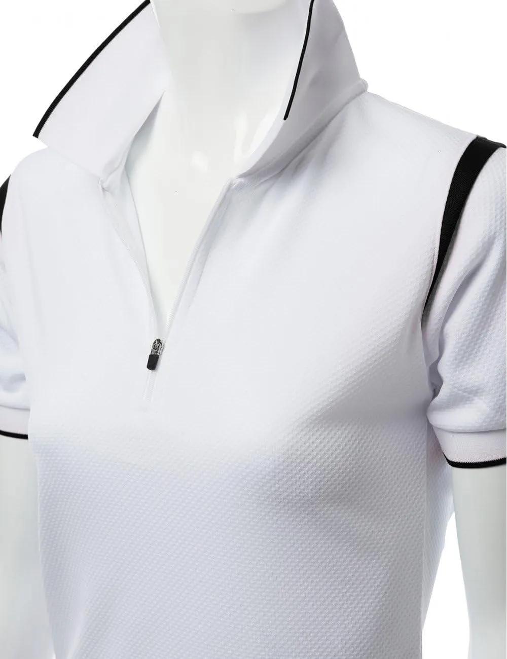 Women's Coolon 2 Tone Collar Zipup Polo T-Shirt