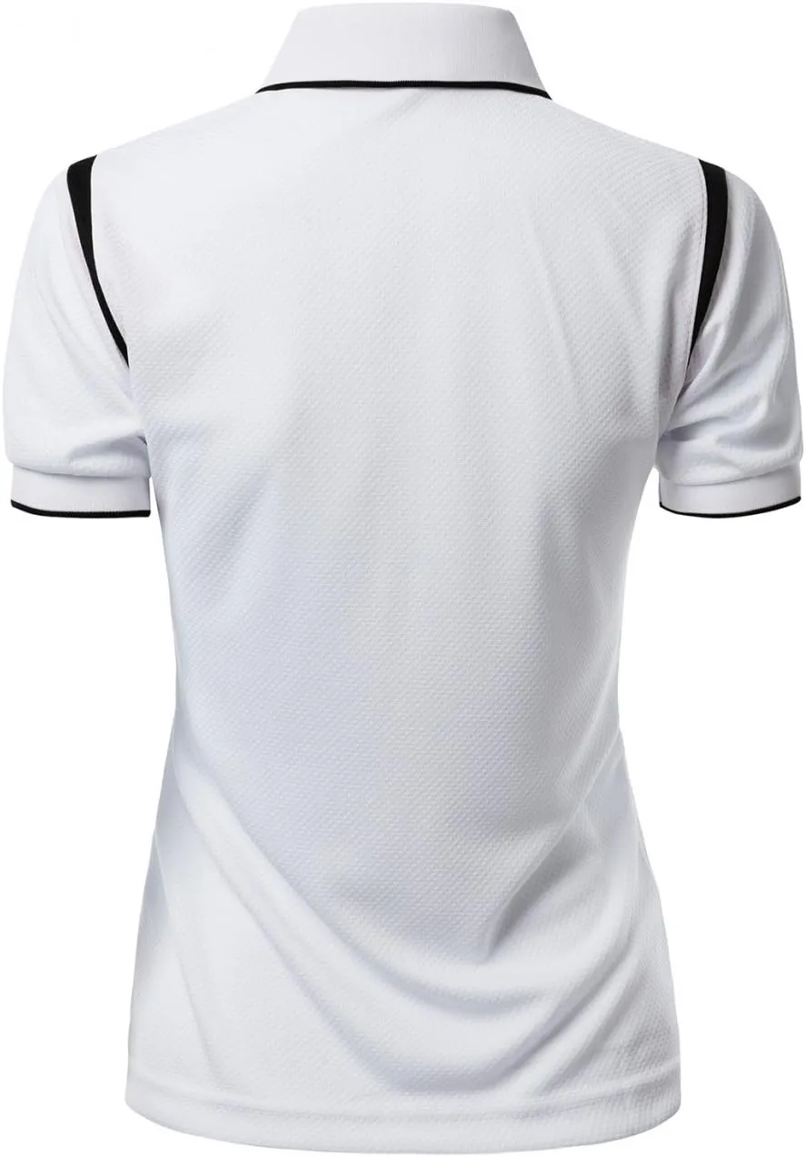 Women's Coolon 2 Tone Collar Zipup Polo T-Shirt