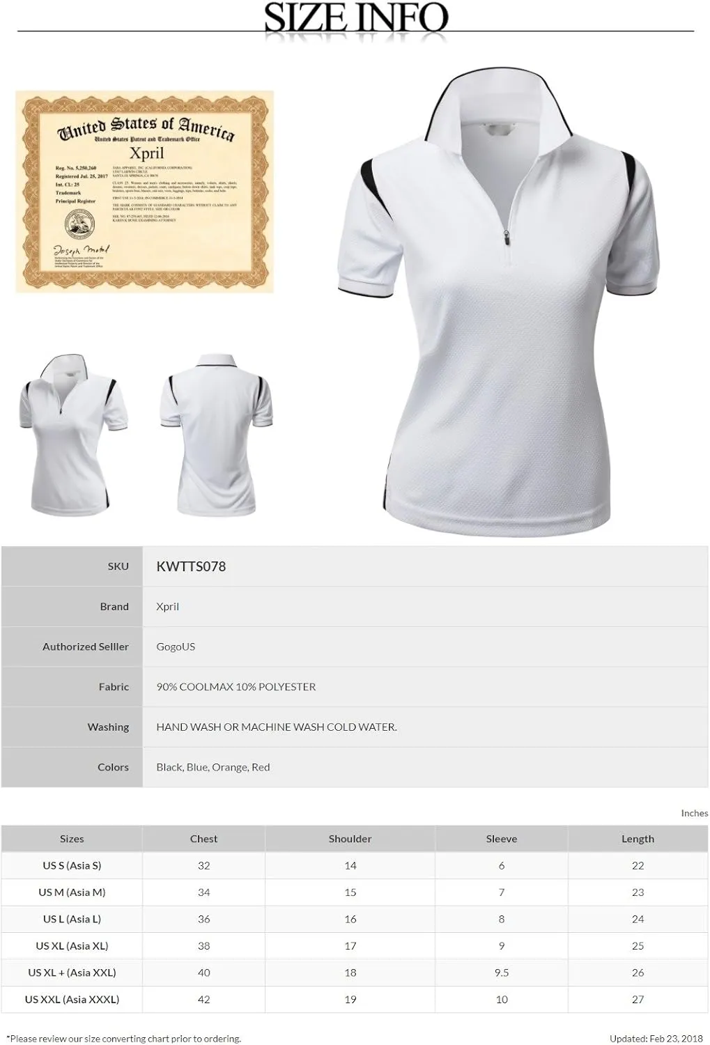 Women's Coolon 2 Tone Collar Zipup Polo T-Shirt