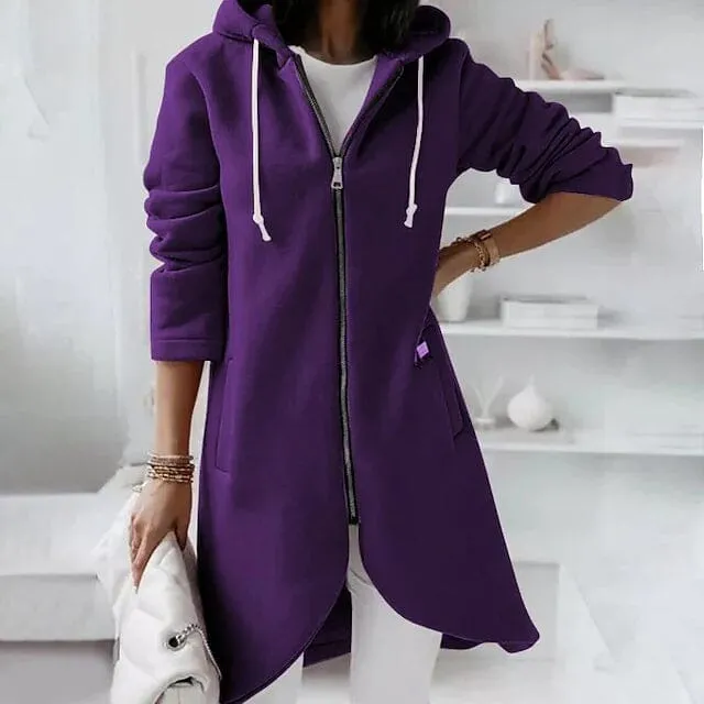 Women's Zip Hoodie Sweatshirt Pullover Sherpa Fleece Pocket Zip Up