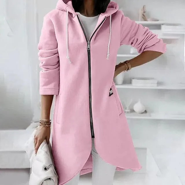 Women's Zip Hoodie Sweatshirt Pullover Sherpa Fleece Pocket Zip Up