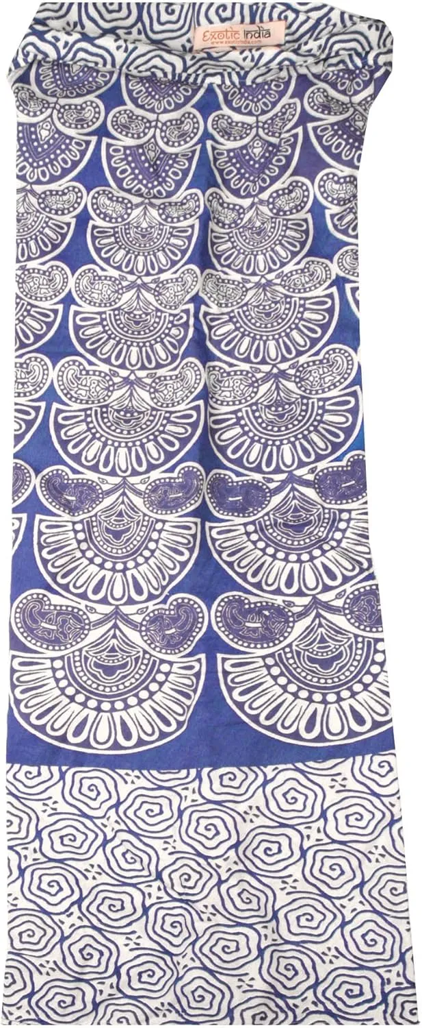 Wrap-Around Long Skirt with Block-Print in Pastel Colors - Pure Cotton